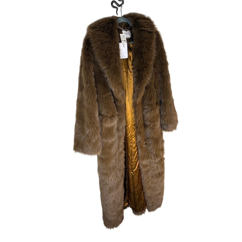 Lovers + Friends Vincent Coat Faux Fur Open Front Mob Wife Quiet Luxury Winter S - Picture 4 of 10